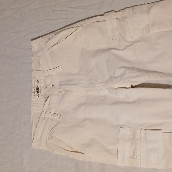 EUC LoveGen Cream Cargo Pants croppable Ankle Size 3/27 like New - Picture 2 of 8